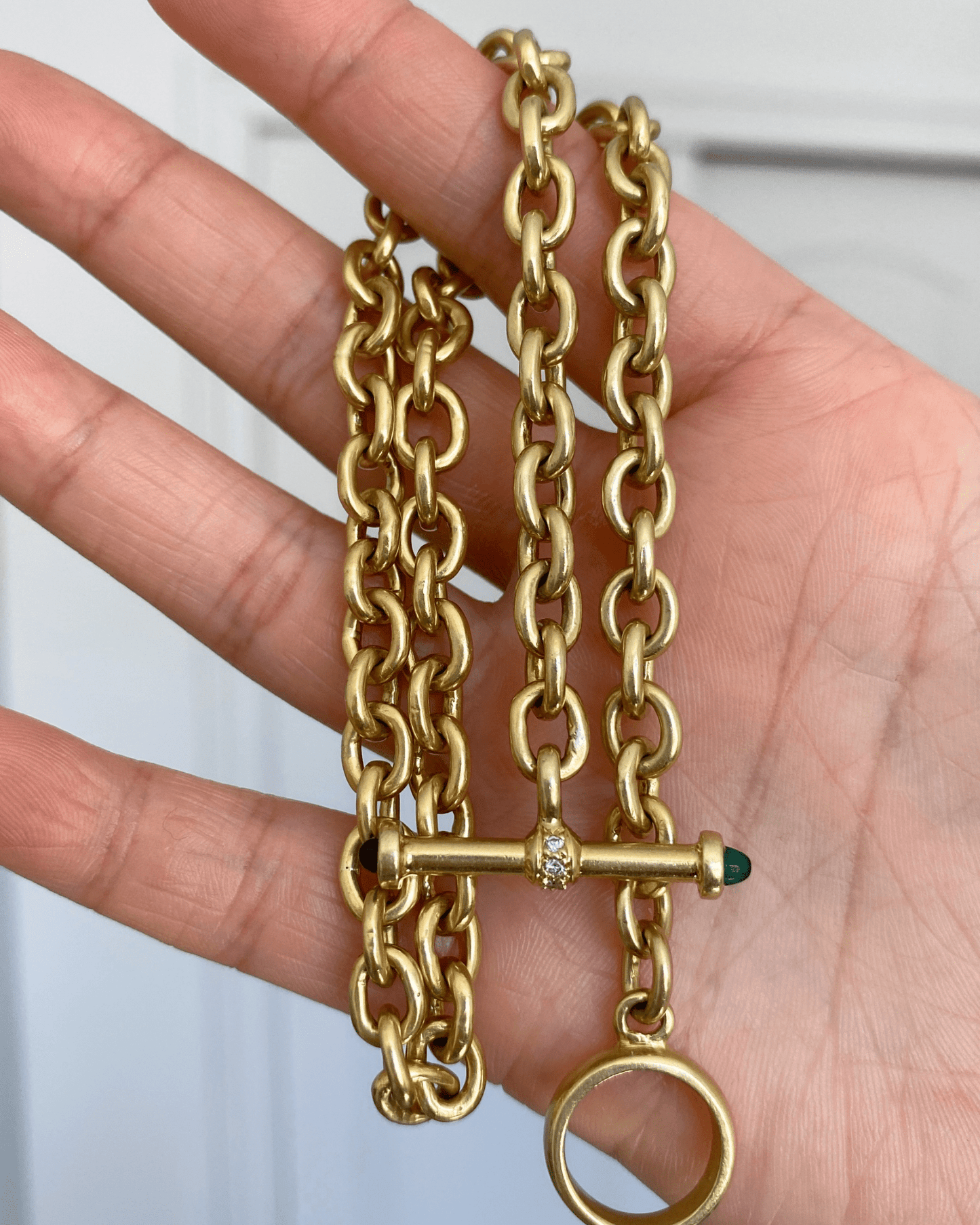 14k gold heavy cable chain with toggle closure - Golden Green Obsession