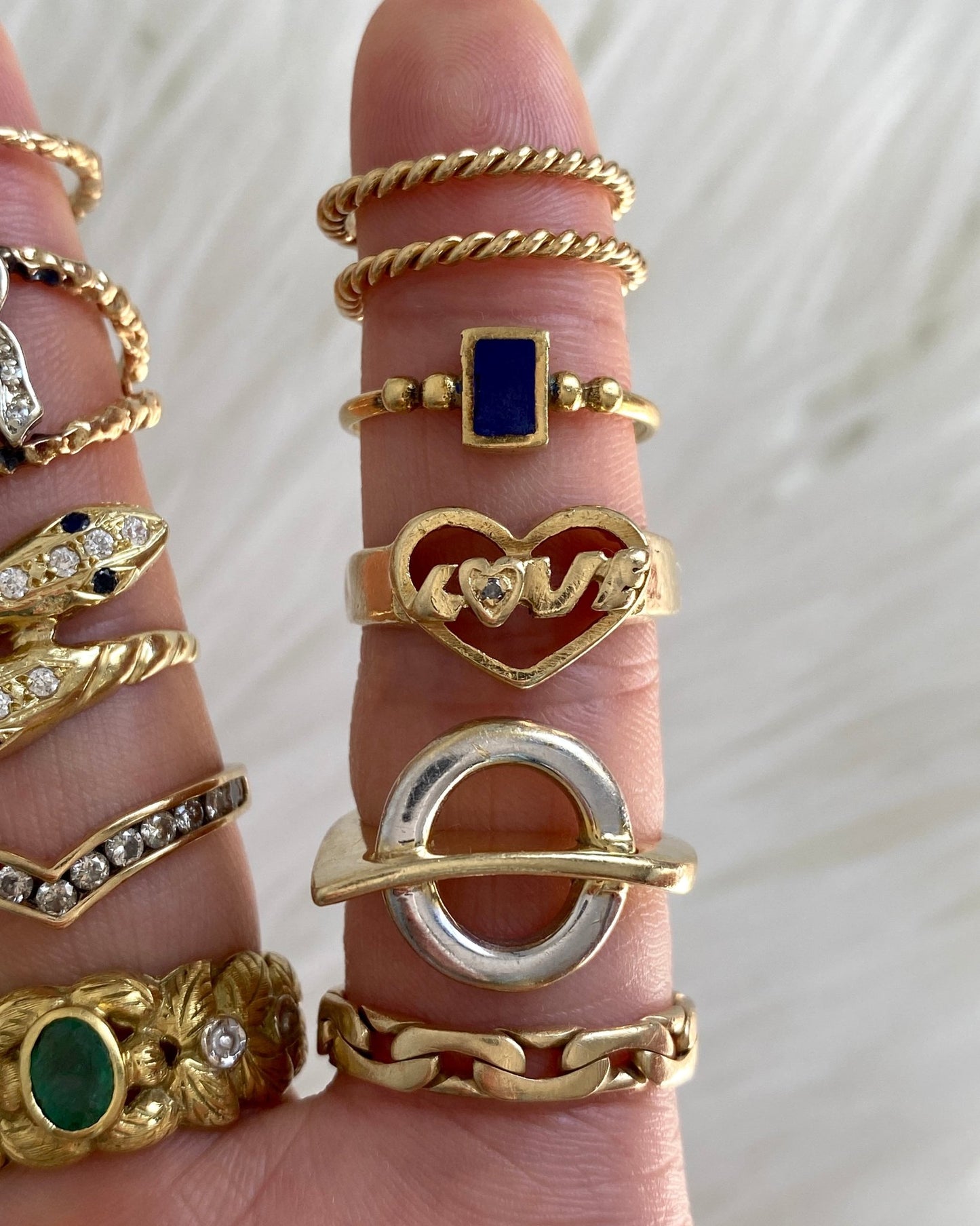 Solid gold vintage 14k and 18k rings - Golden Green Obsession