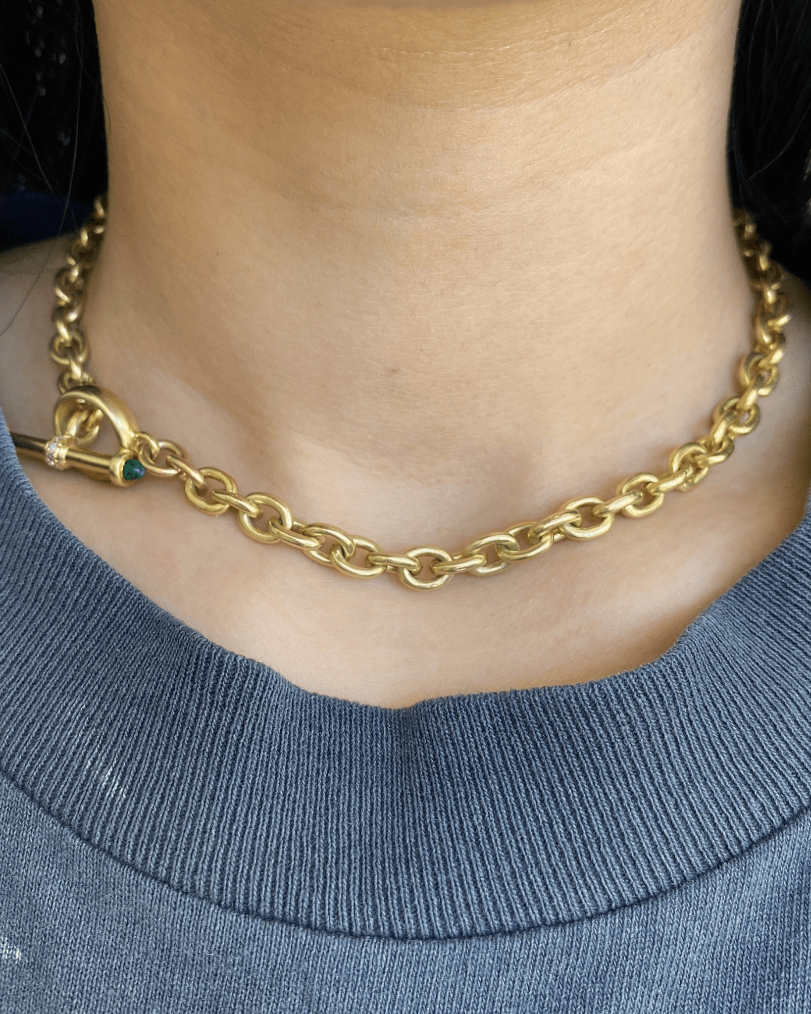 14k gold heavy cable chain with toggle closure - Golden Green Obsession