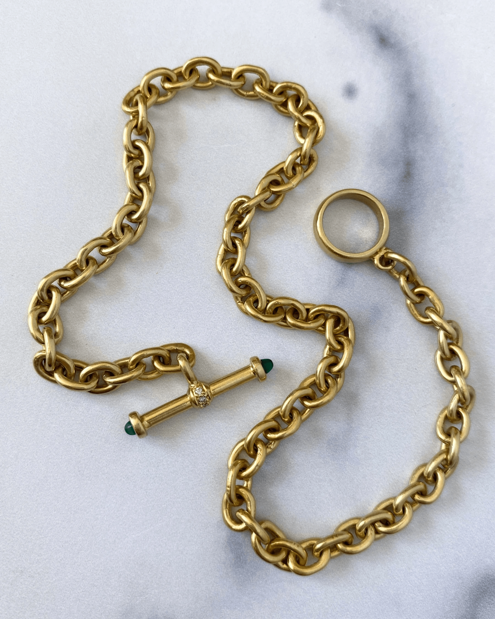14k gold heavy cable chain with toggle closure - Golden Green Obsession