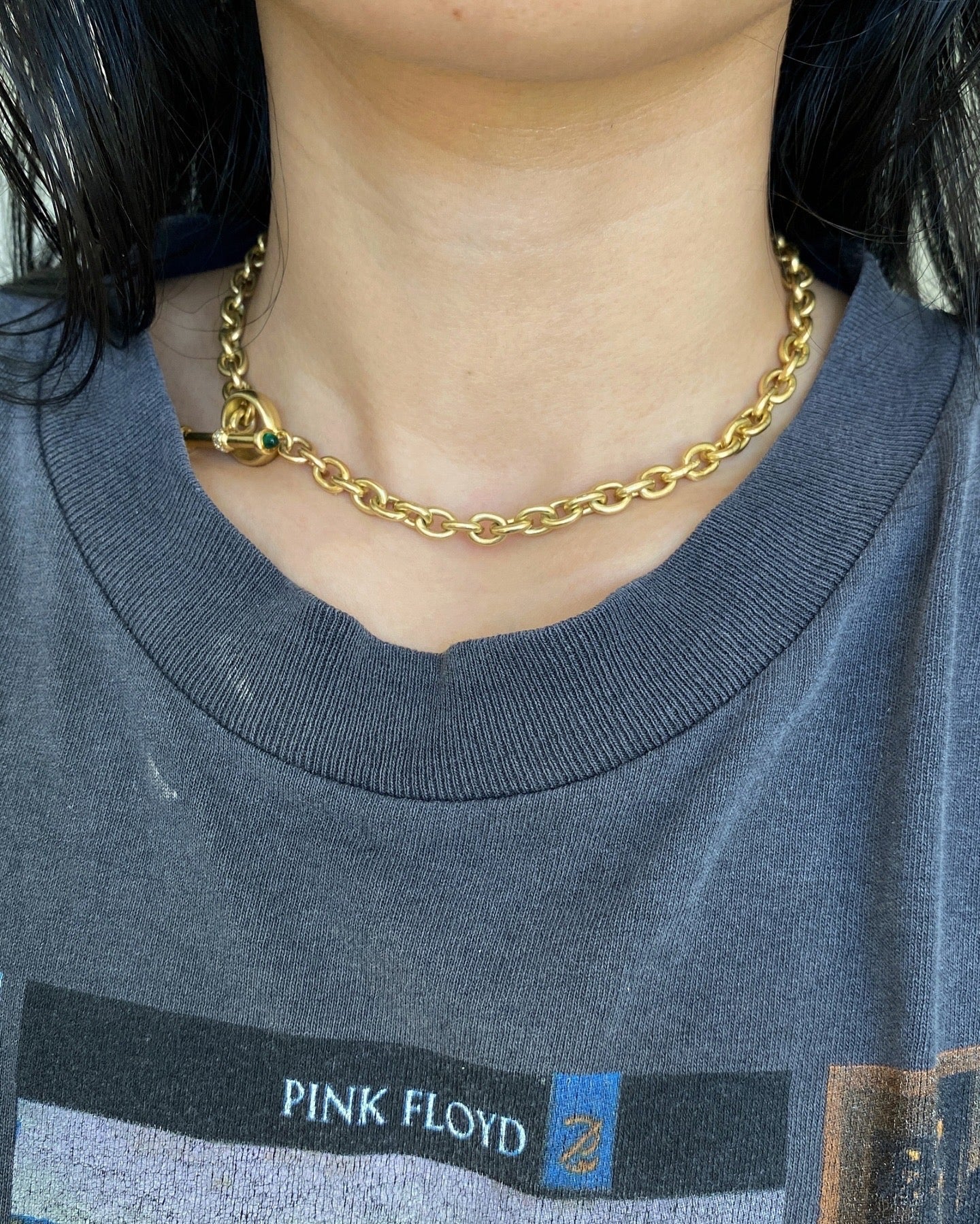 14k gold heavy cable chain with toggle closure - Golden Green Obsession