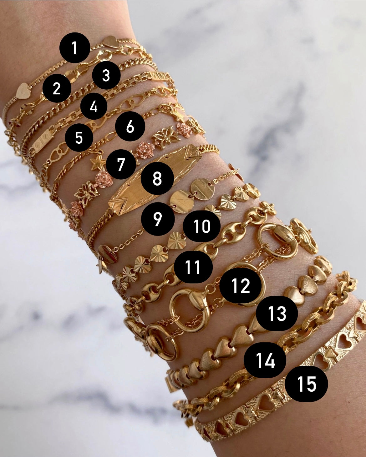 Solid 14k gold bracelets (only #3 & #5 are available)