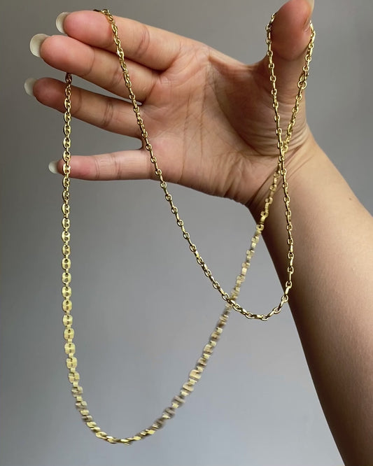 18k gold solid mariner/gucci chain necklace