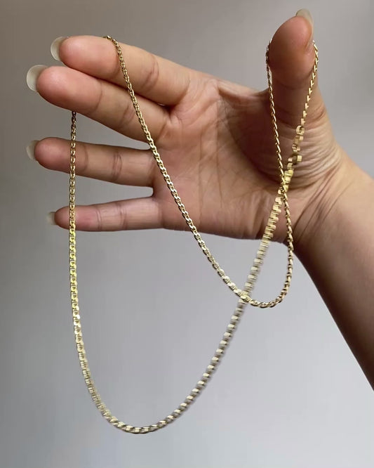 18k gold flat mariner chain necklace