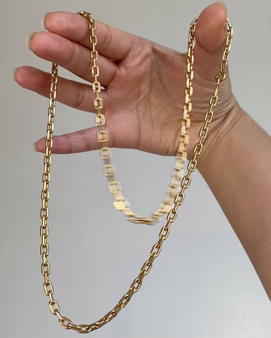 Heavy 18k gold biker chain necklace
