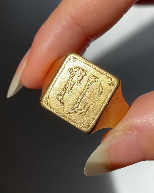 Vintage/antique 18k gold FG or FC signet ring