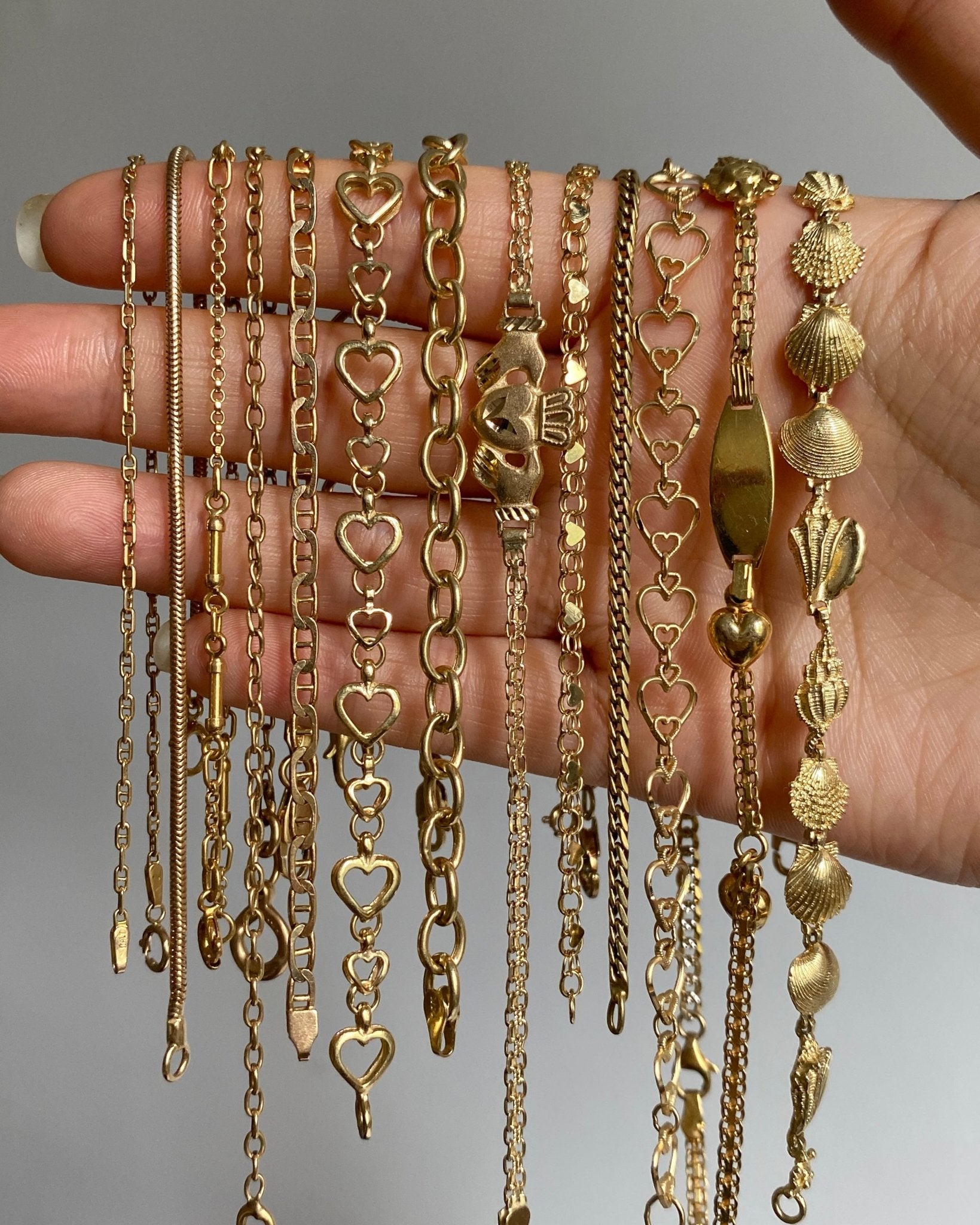 Solid 14k gold bracelets (only #4, 8, 11, 12, and 15 are available) - Golden Green Obsession