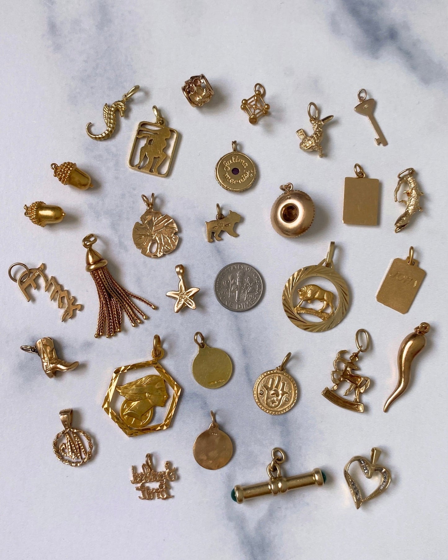 Solid gold 10k, 14k, and 18k charms & pendants - Golden Green Obsession