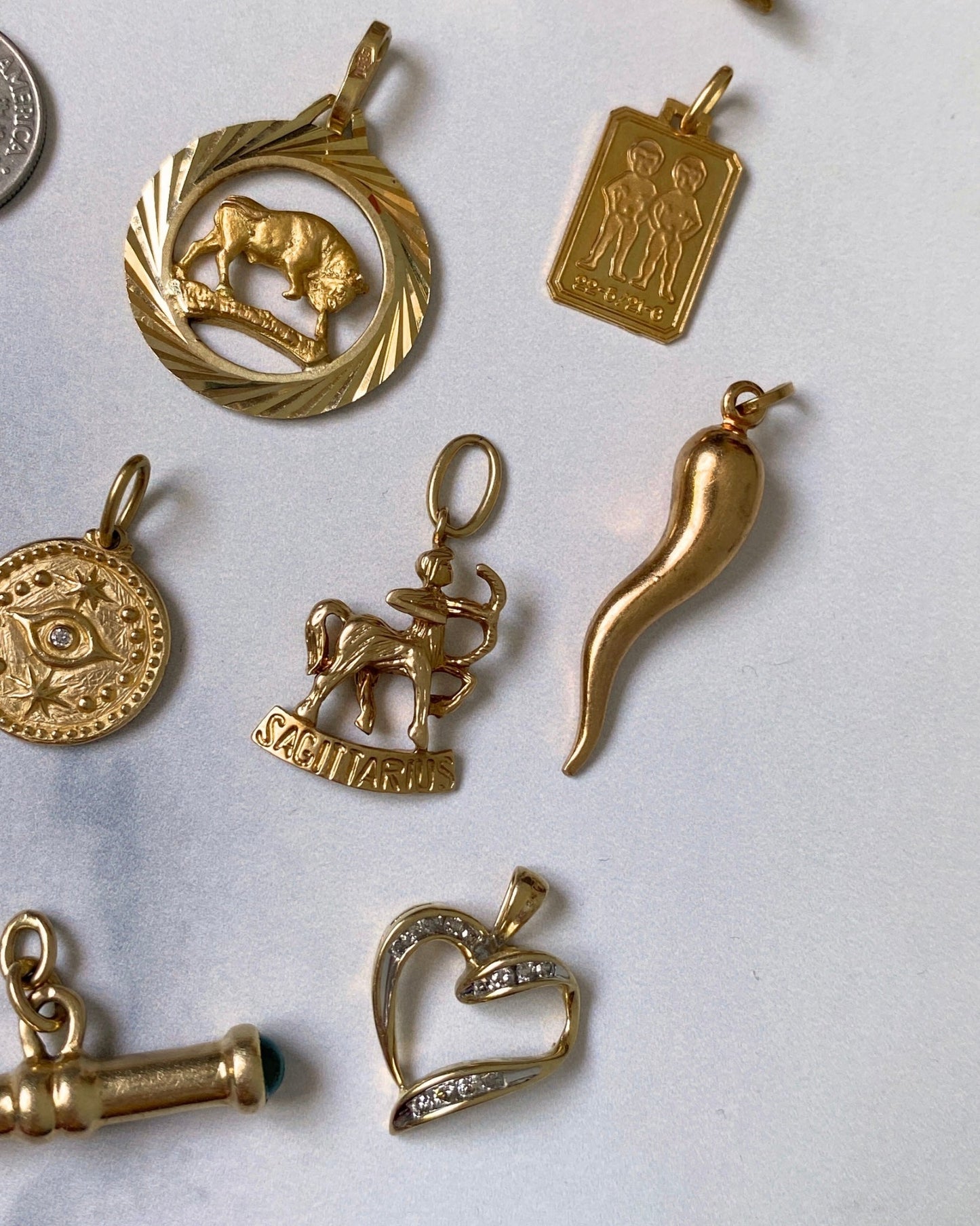 Solid gold 10k, 14k, and 18k charms & pendants - Golden Green Obsession