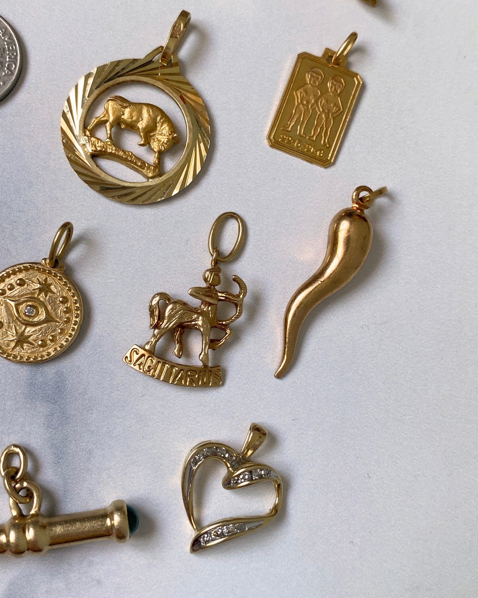 Solid gold 10k, 14k, and 18k charms & pendants - Golden Green Obsession