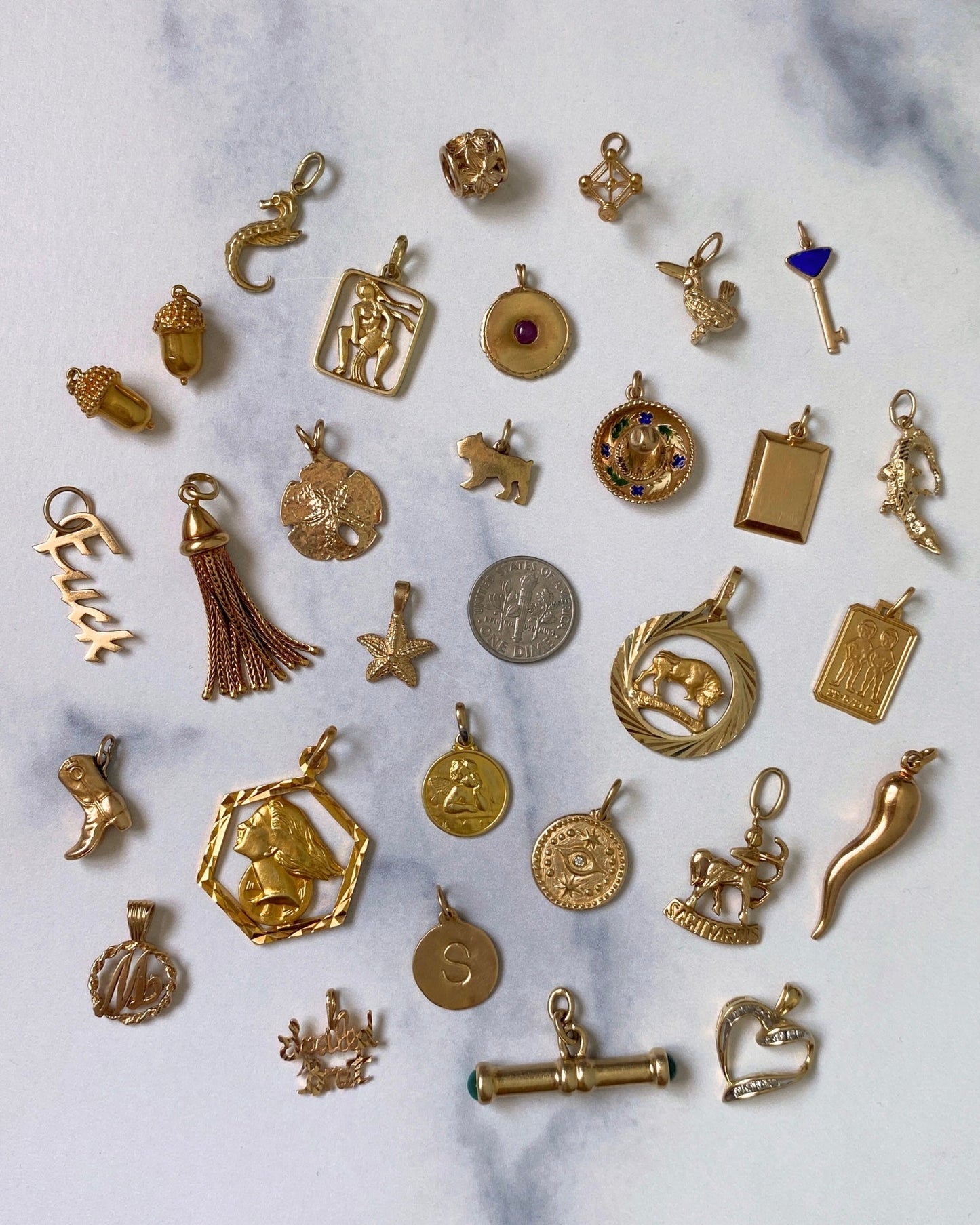 Solid gold 10k, 14k, and 18k charms & pendants - Golden Green Obsession