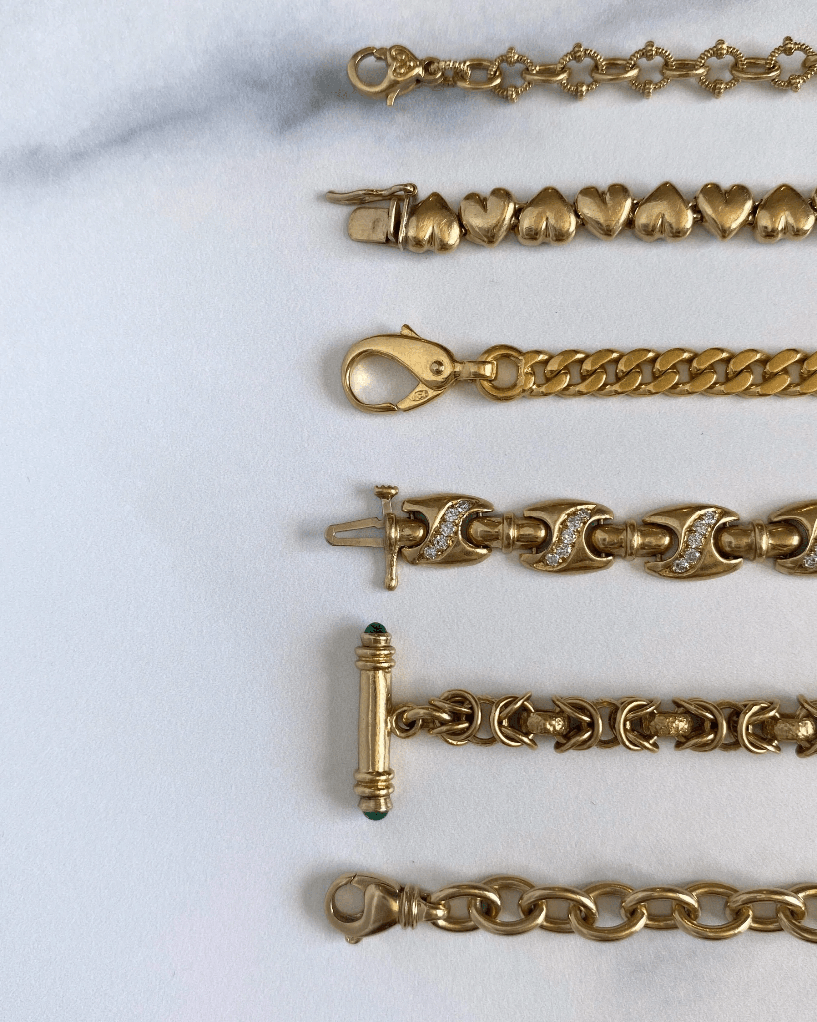Solid gold 14k and 18k bracelets - Golden Green Obsession