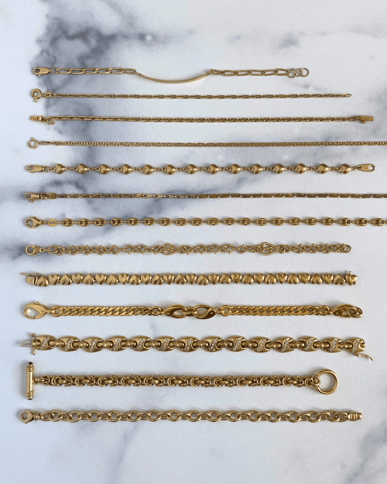 Solid gold 14k and 18k bracelets - Golden Green Obsession