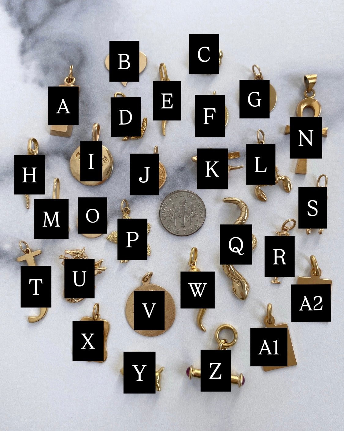 Solid gold 14k and 18k charms & pendants - Golden Green Obsession