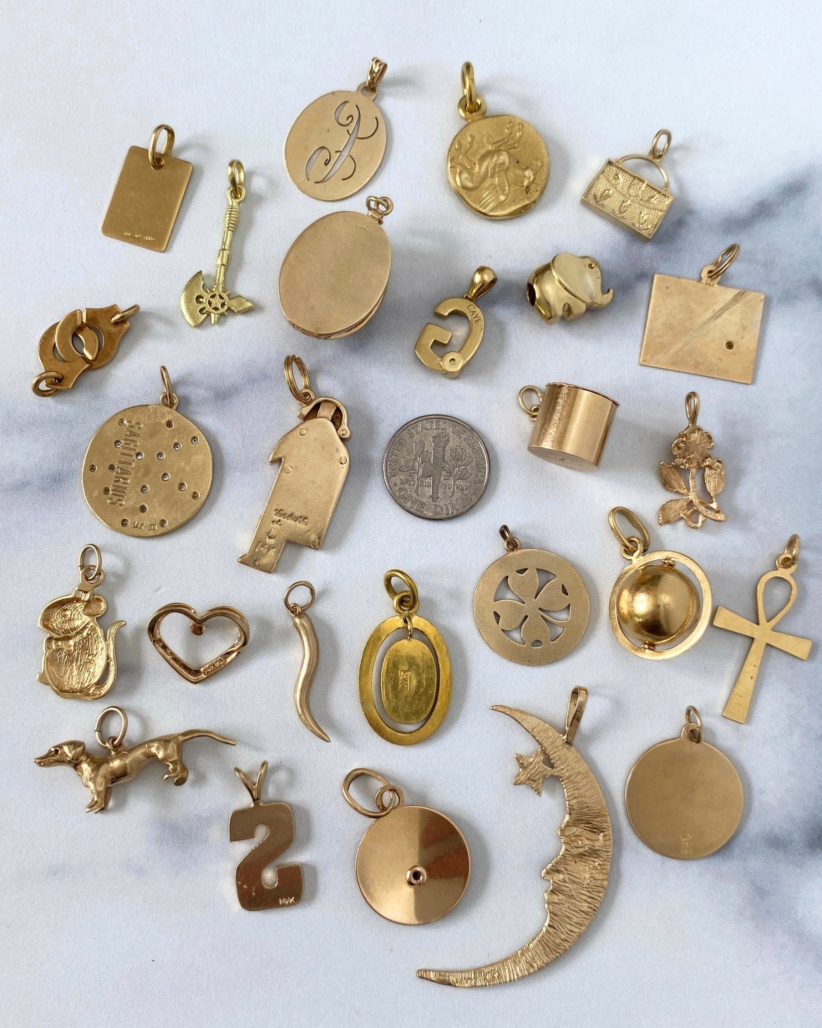 Solid gold 14k and 18k charms & pendants - Golden Green Obsession