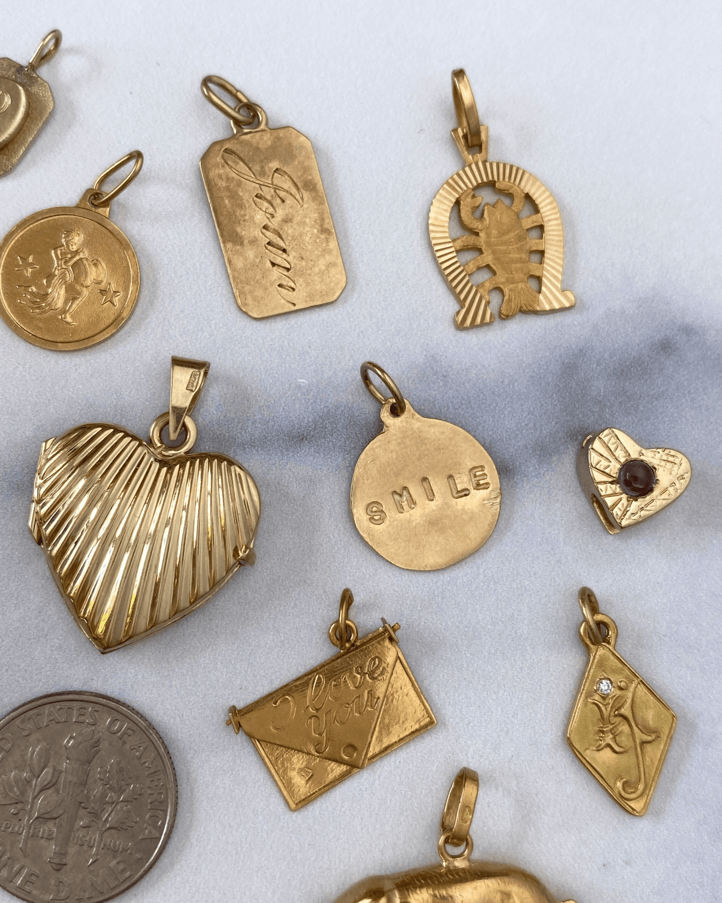 Solid gold 14k and 18k charms & pendants - Golden Green Obsession