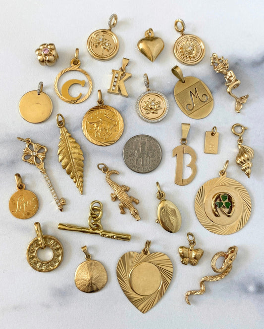 Solid gold 14k and 18k charms & pendants - Golden Green Obsession