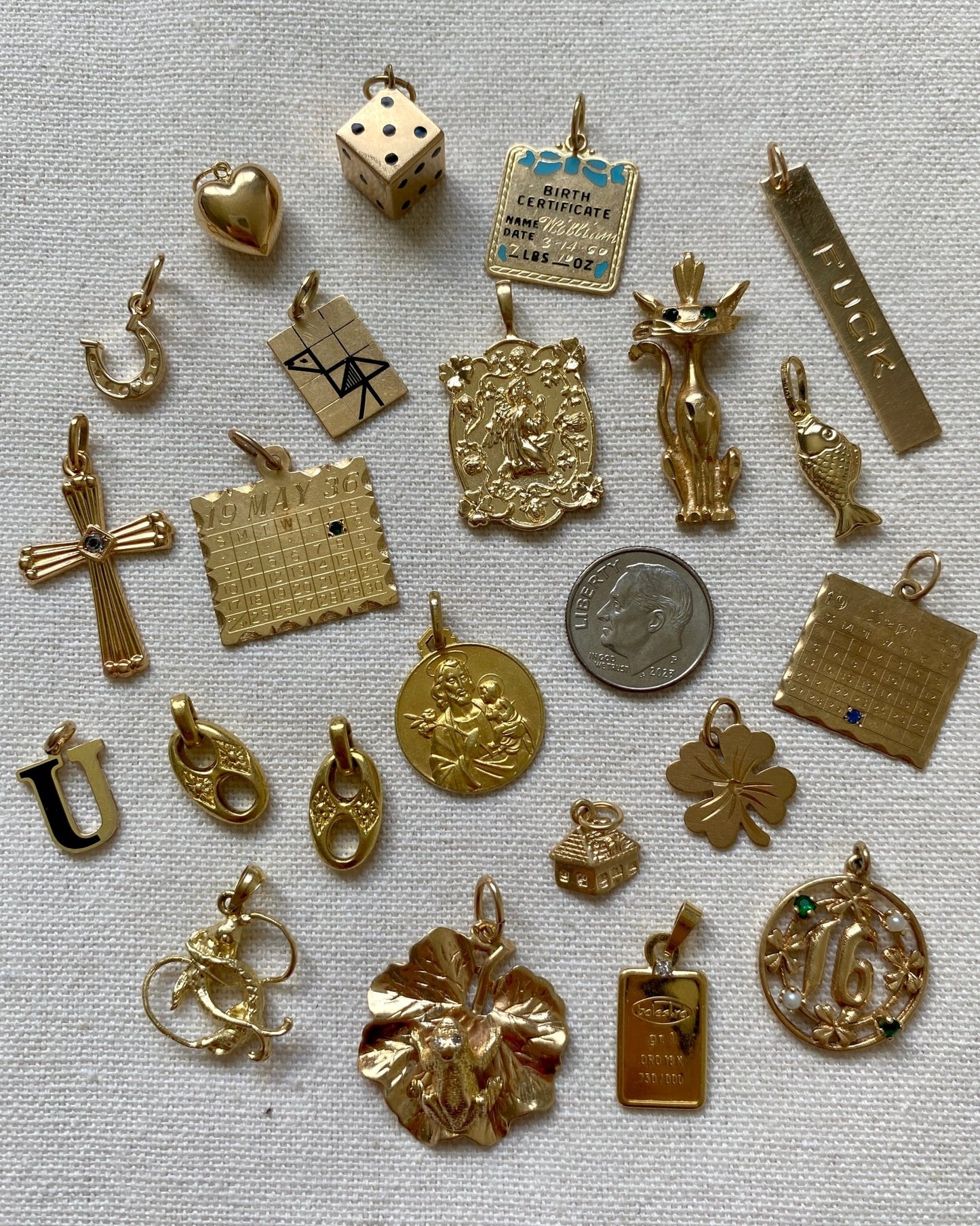 Solid gold 14k and 18k charms & pendants - Golden Green Obsession