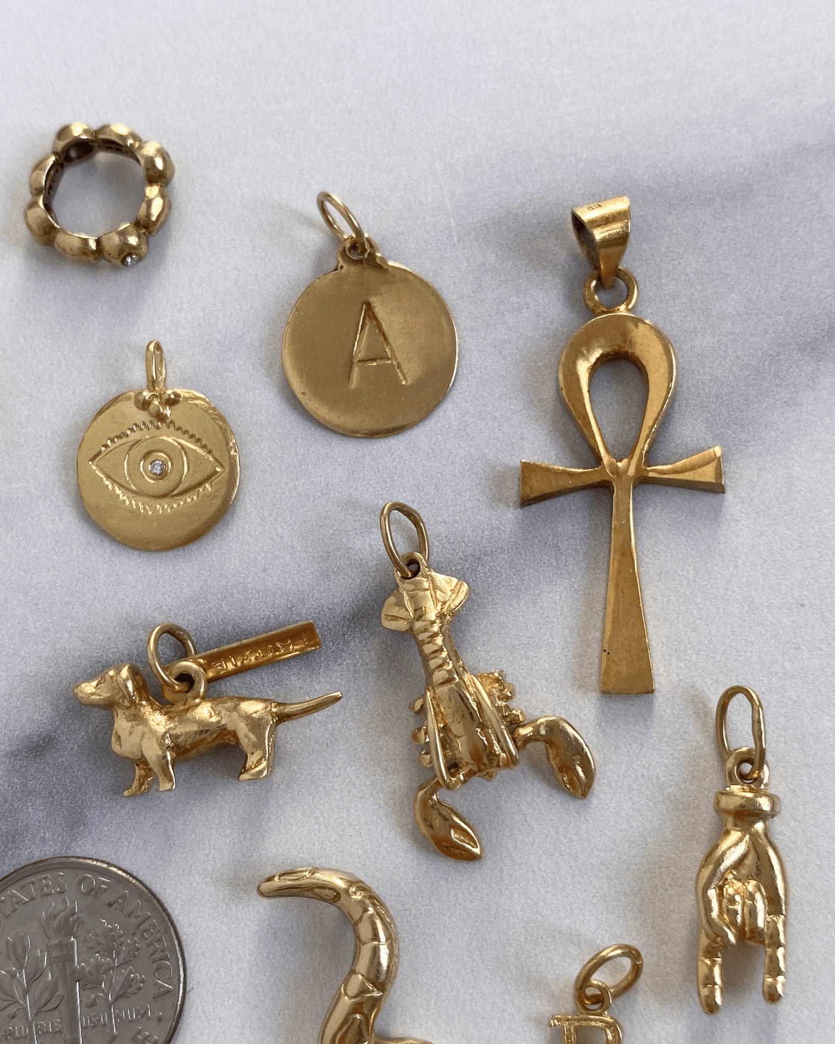 Solid gold 14k and 18k charms & pendants - Golden Green Obsession