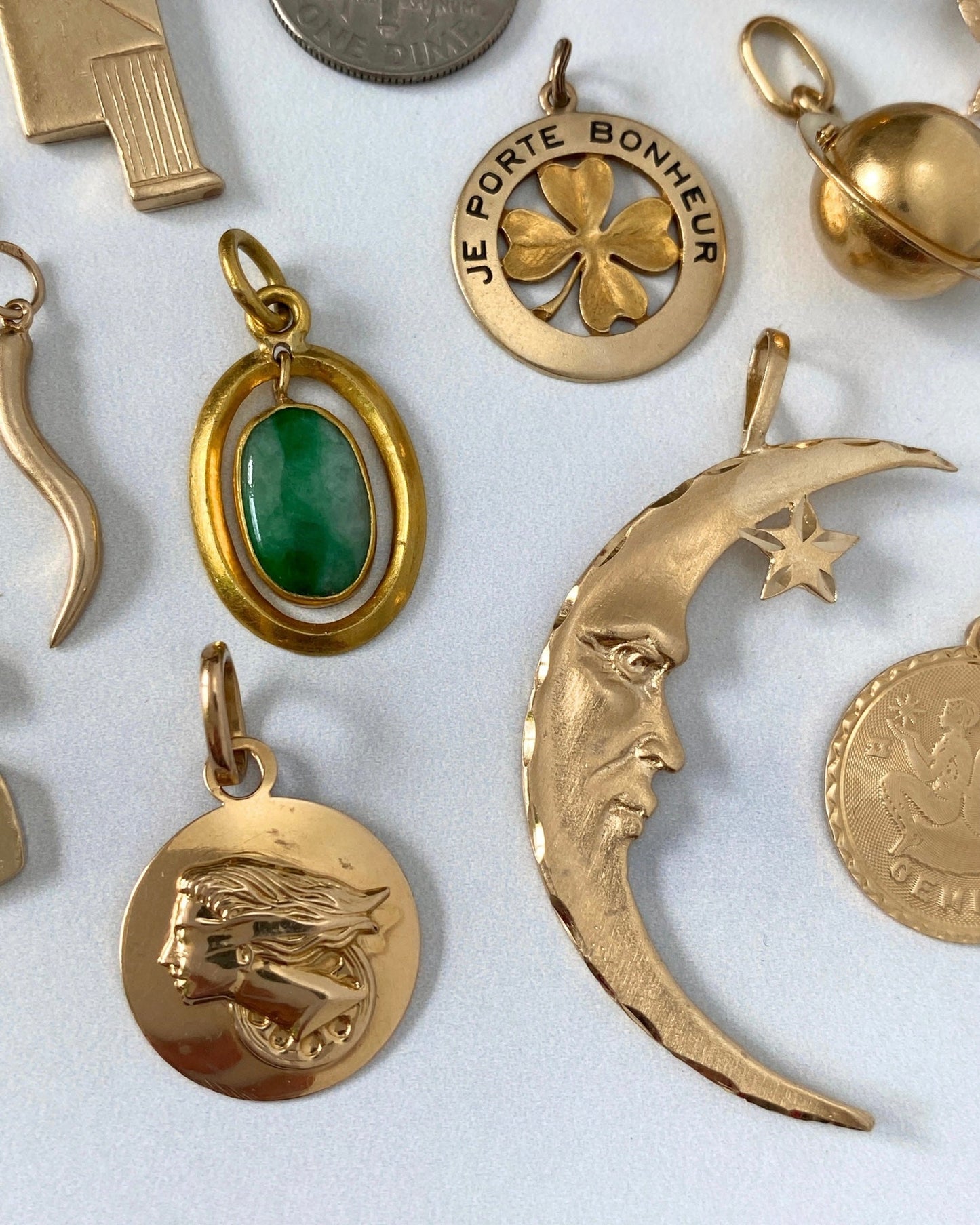Solid gold 14k and 18k charms & pendants - Golden Green Obsession