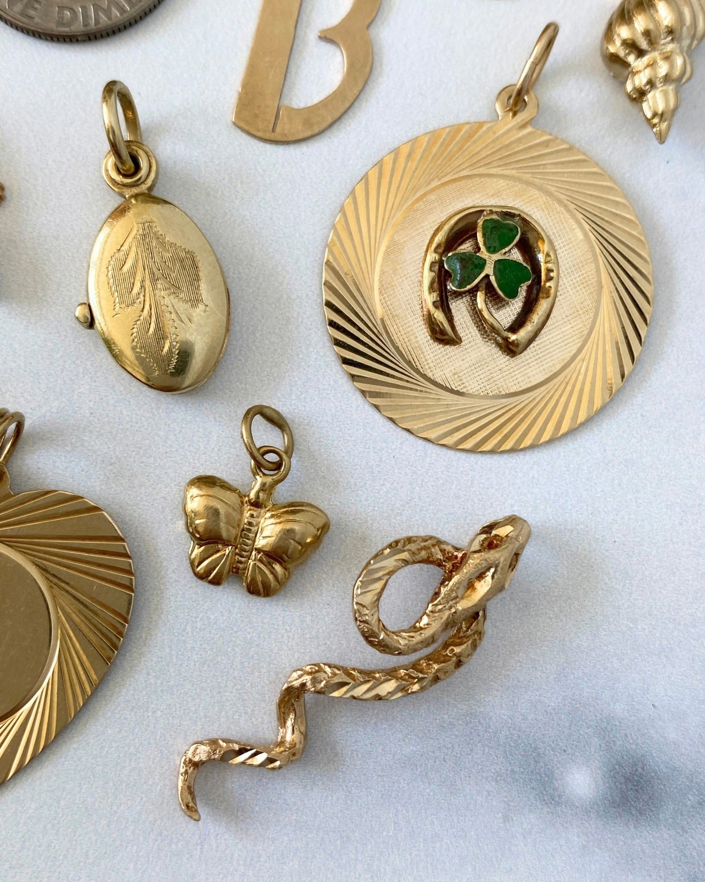 Solid gold 14k and 18k charms & pendants - Golden Green Obsession