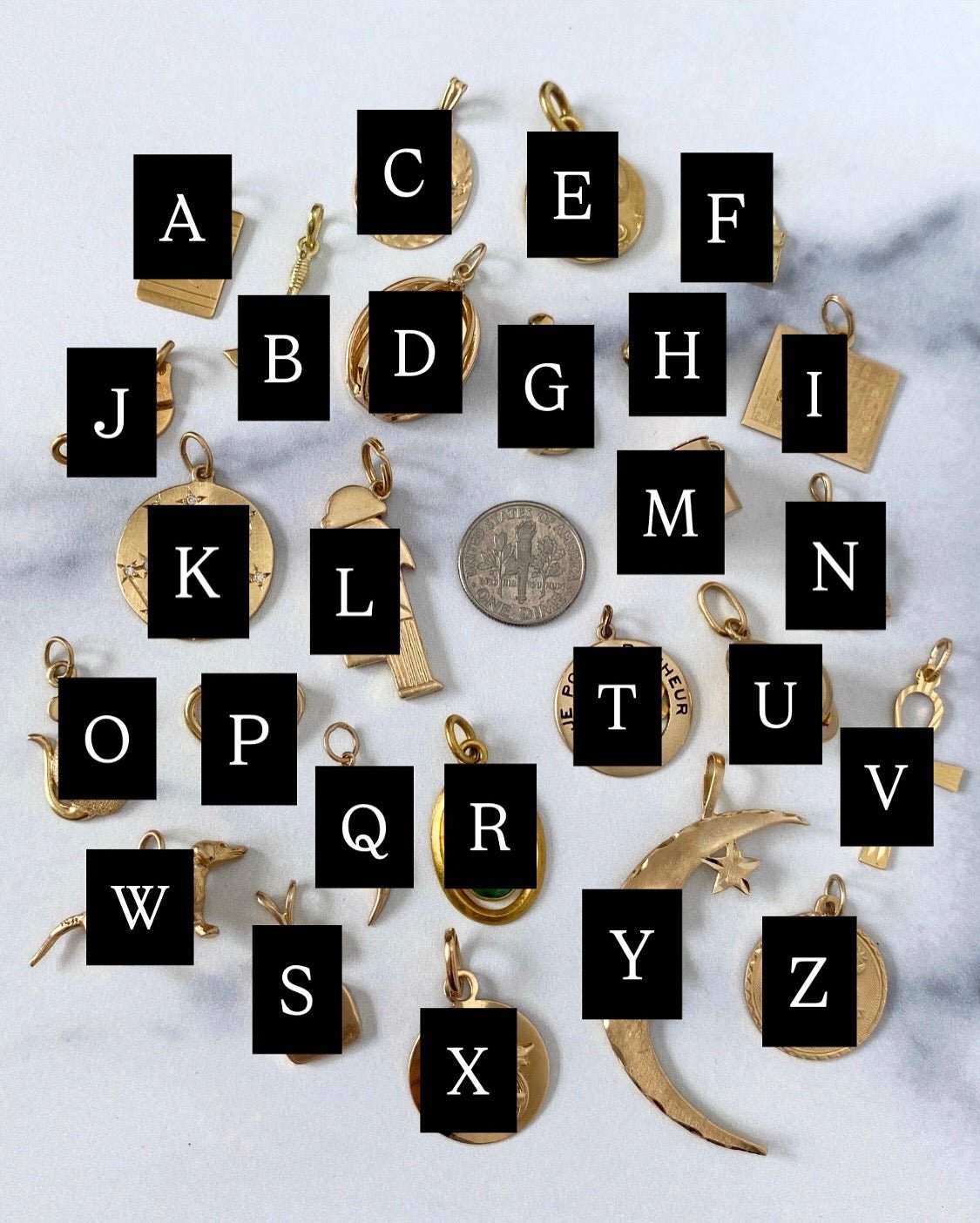 Solid gold 14k and 18k charms & pendants - Golden Green Obsession