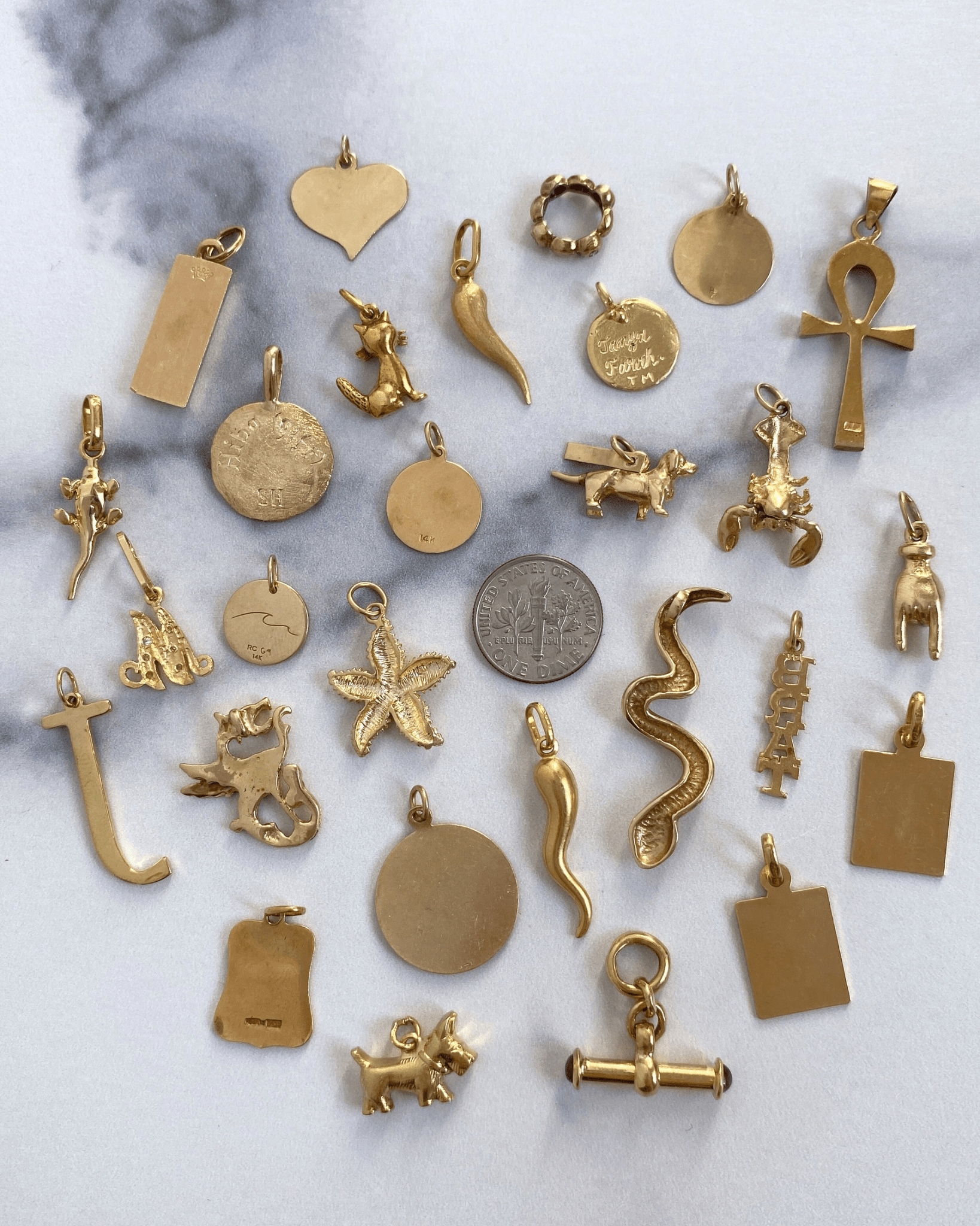 Solid gold 14k and 18k charms & pendants - Golden Green Obsession