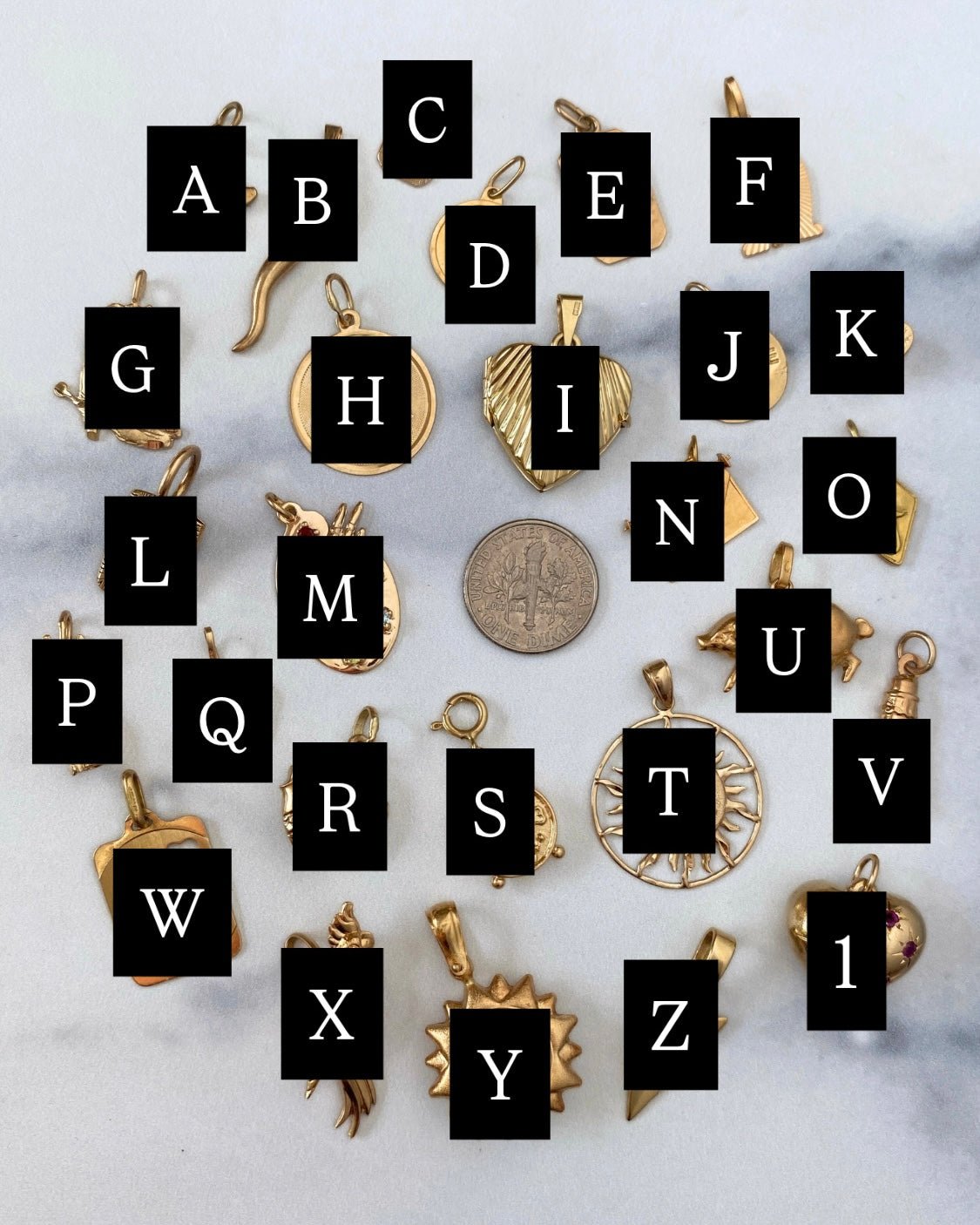Solid gold 14k and 18k charms & pendants - Golden Green Obsession