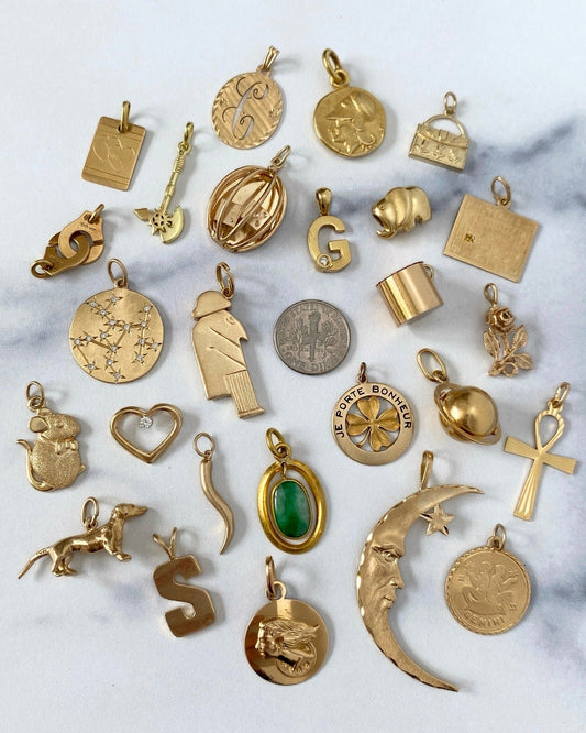 Solid gold 14k and 18k charms & pendants - Golden Green Obsession