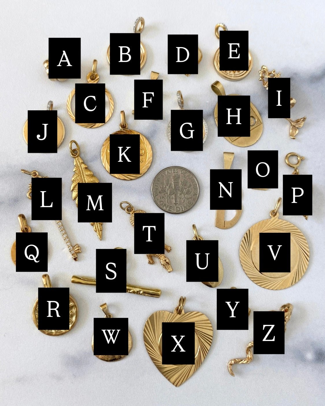 Solid gold 14k and 18k charms & pendants - Golden Green Obsession