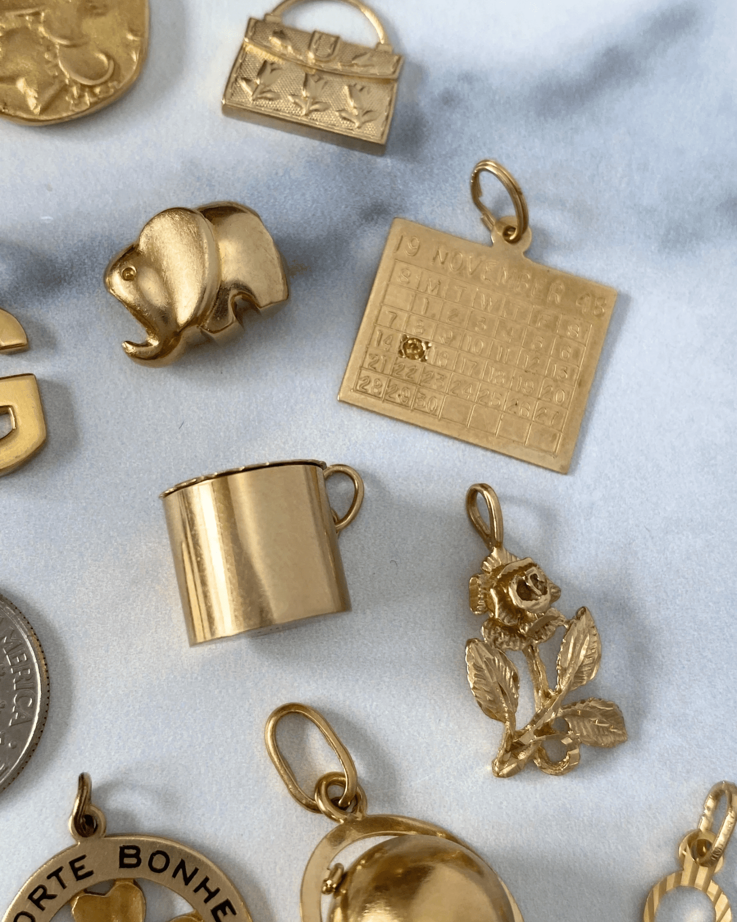 Solid gold 14k and 18k charms & pendants - Golden Green Obsession