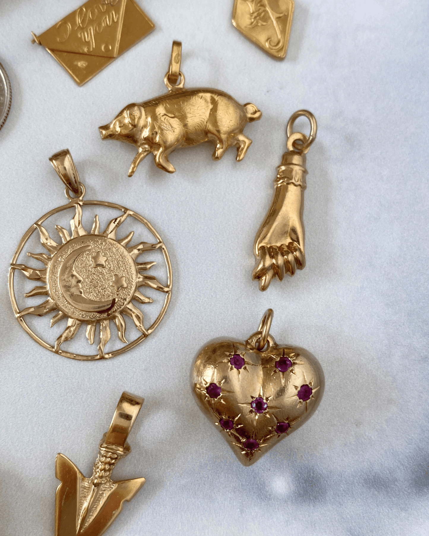 Solid gold 14k and 18k charms & pendants - Golden Green Obsession