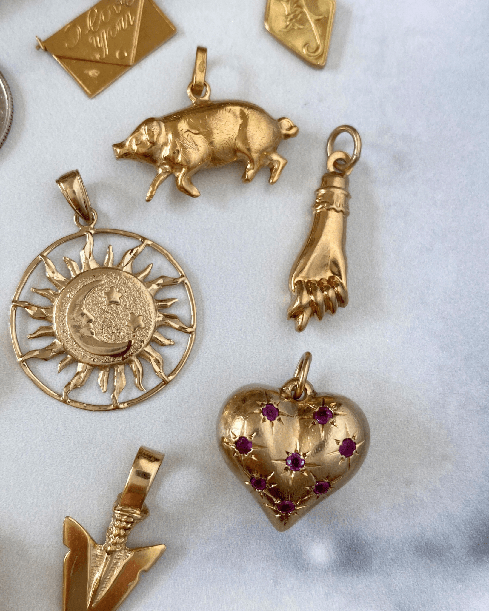 Solid gold 14k and 18k charms & pendants - Golden Green Obsession