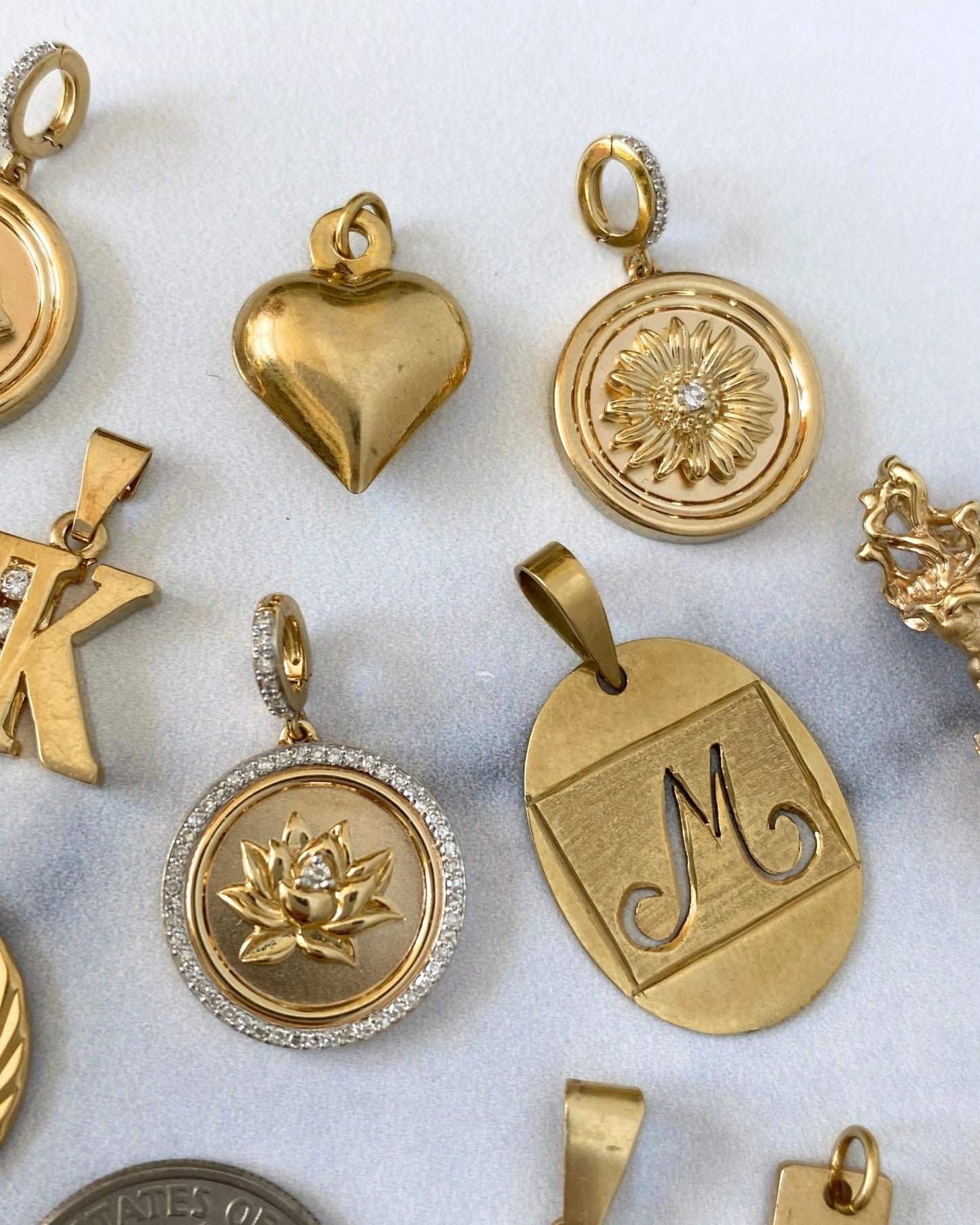 Solid gold 14k and 18k charms & pendants - Golden Green Obsession
