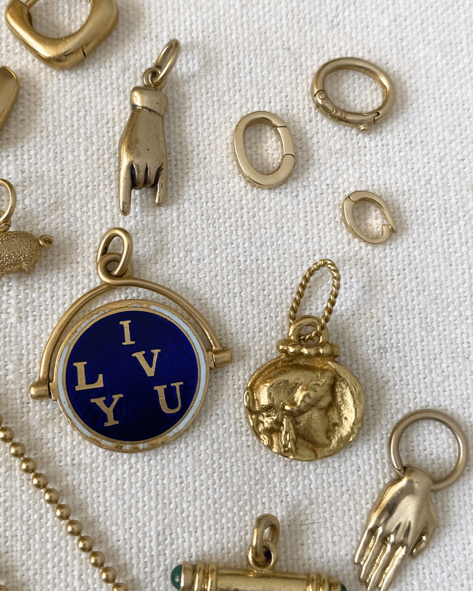 Solid gold 14k and 18k charms personal collection release - Golden Green Obsession