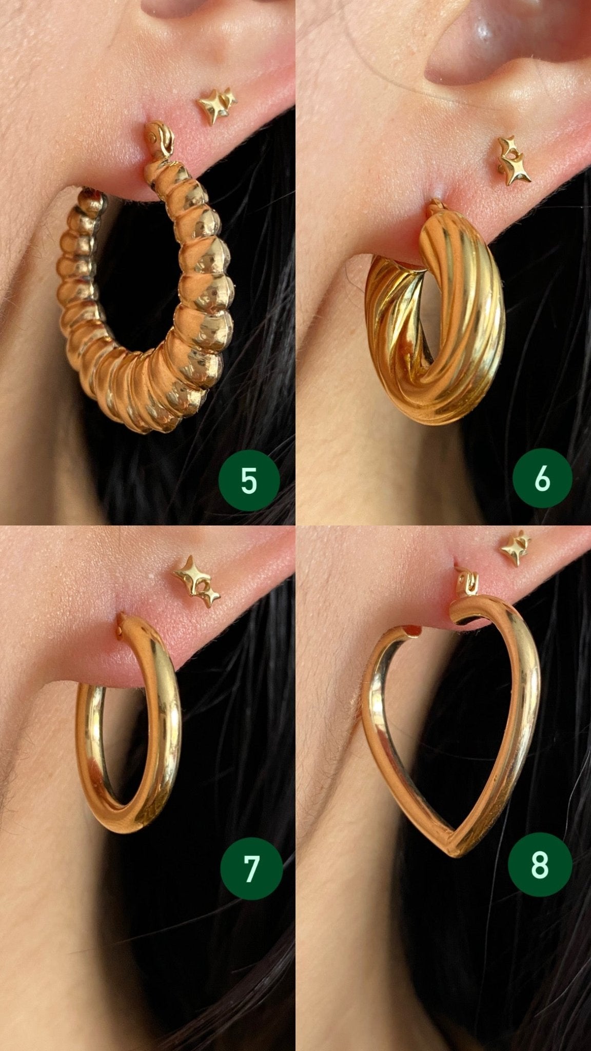 Solid gold 14k and 18k gold hoop earrings - Golden Green Obsession