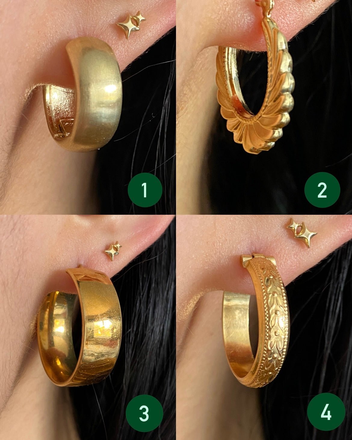 Solid gold 14k and 18k gold hoop earrings - Golden Green Obsession