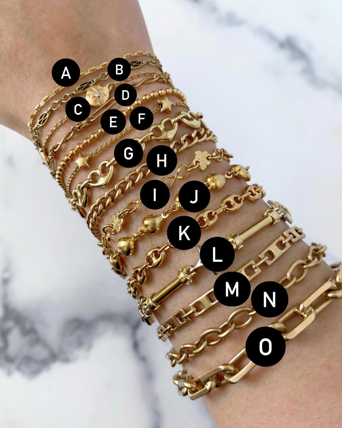 Solid gold 14k bracelets - Golden Green Obsession