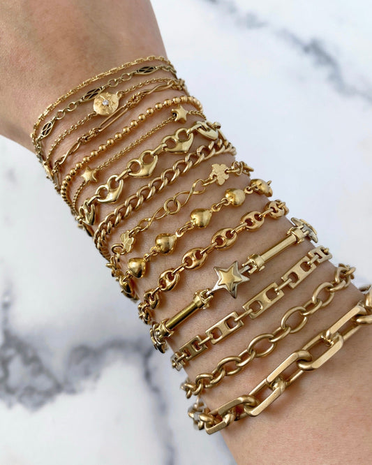 Solid gold 14k bracelets - Golden Green Obsession
