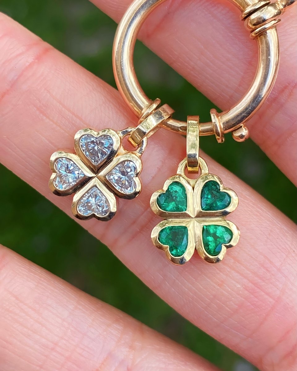 Custom gemstone clover pendants (preorder) - Golden Green Obsession