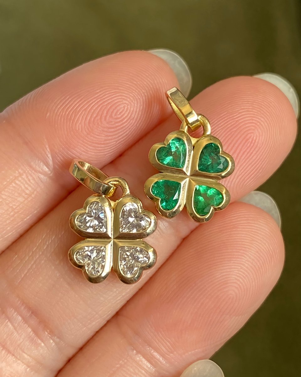 Custom gemstone clover pendants (preorder) - Golden Green Obsession