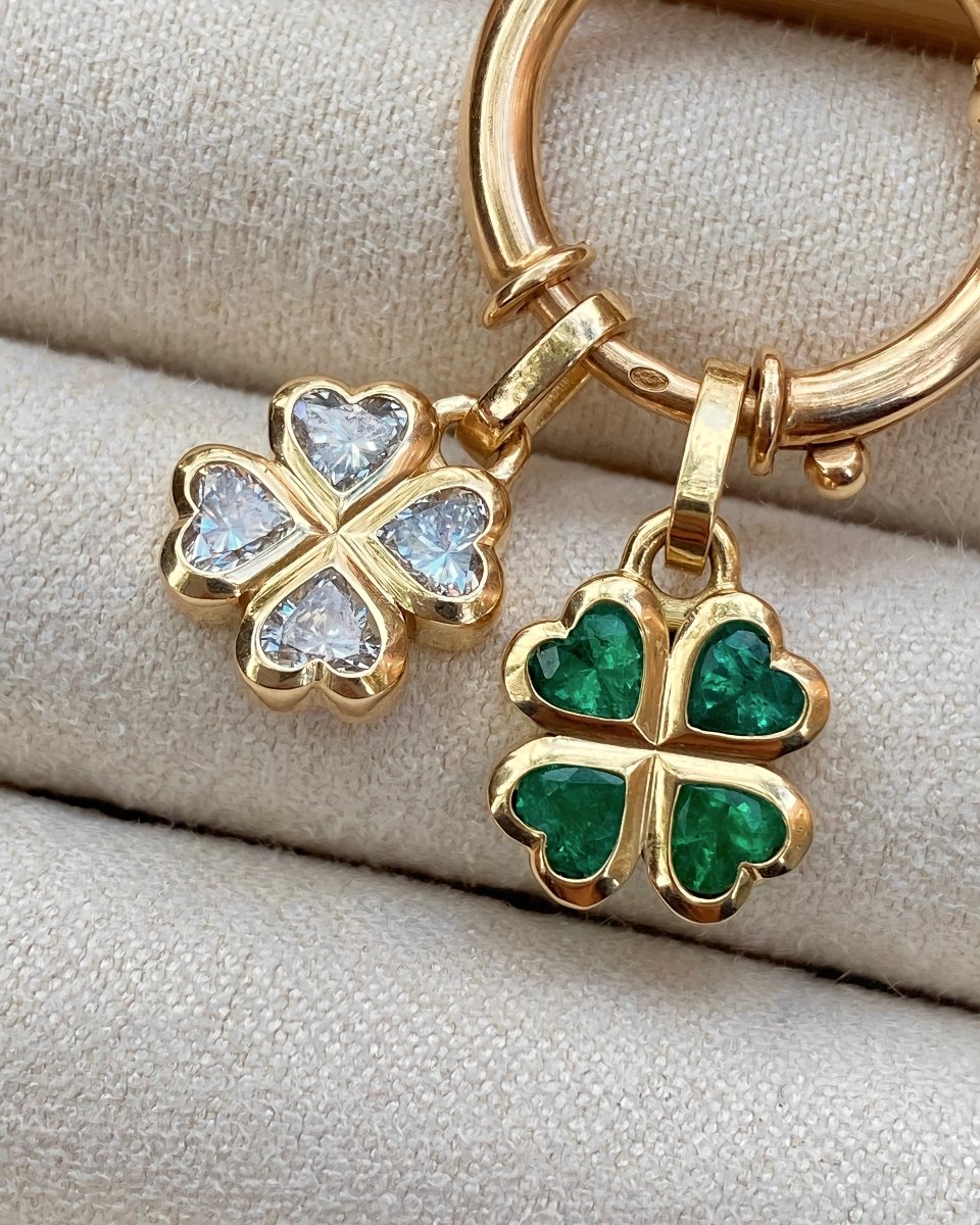 Custom gemstone clover pendants (preorder) - Golden Green Obsession