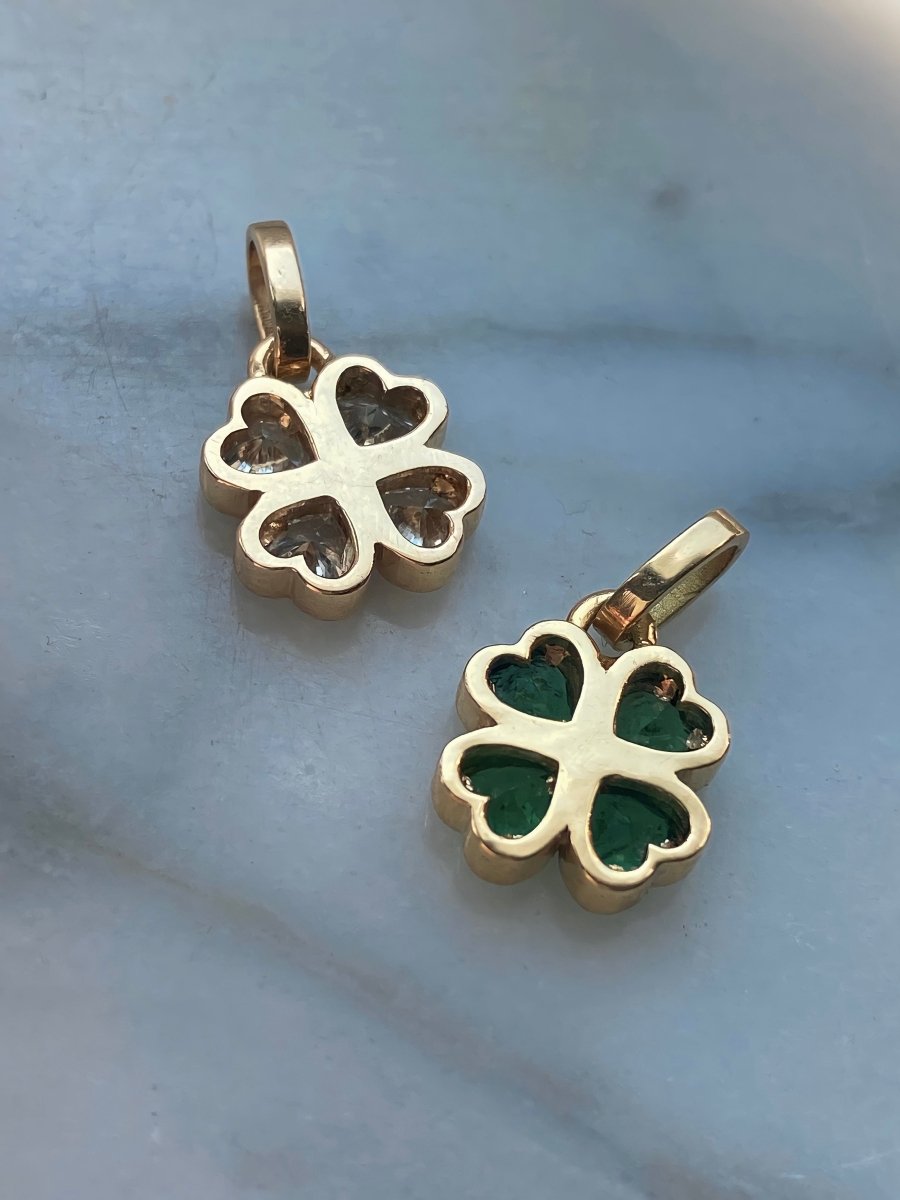 Custom gemstone clover pendants (preorder) - Golden Green Obsession